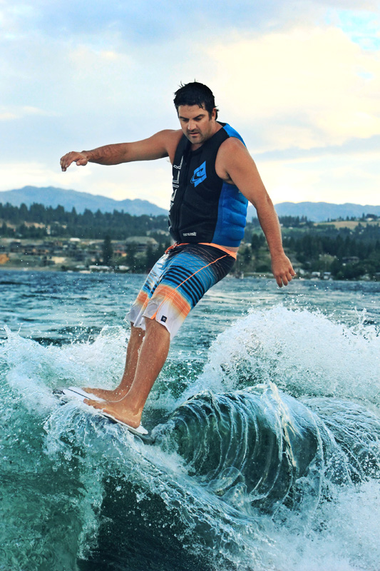 Bryce surfing on Lake Okanagan