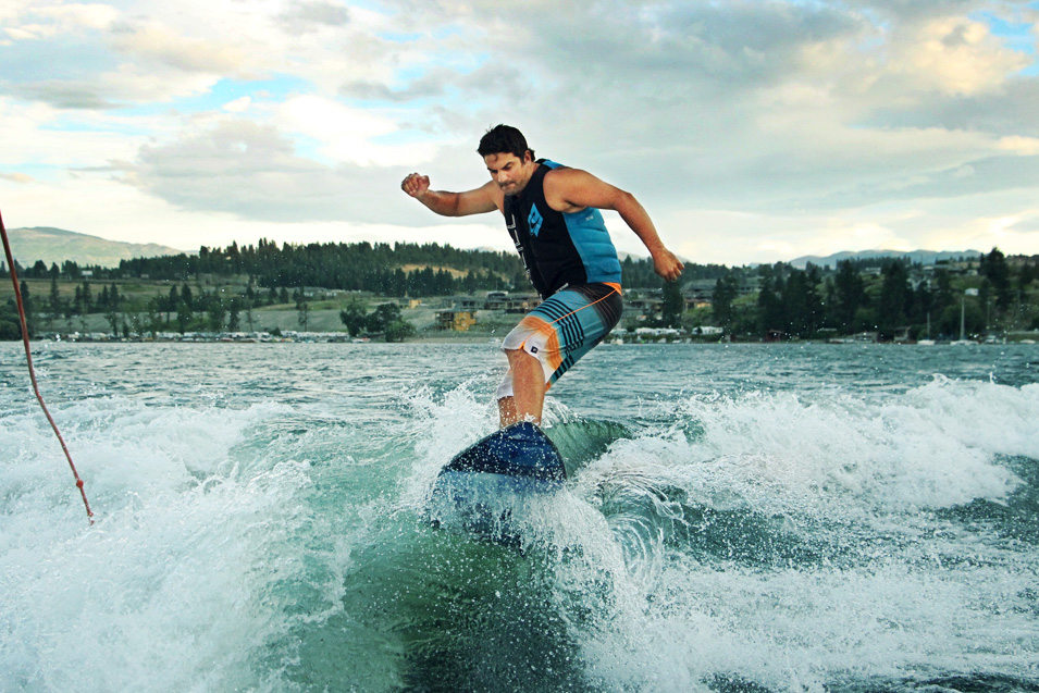 Bryce surfing on Lake Okanagan
